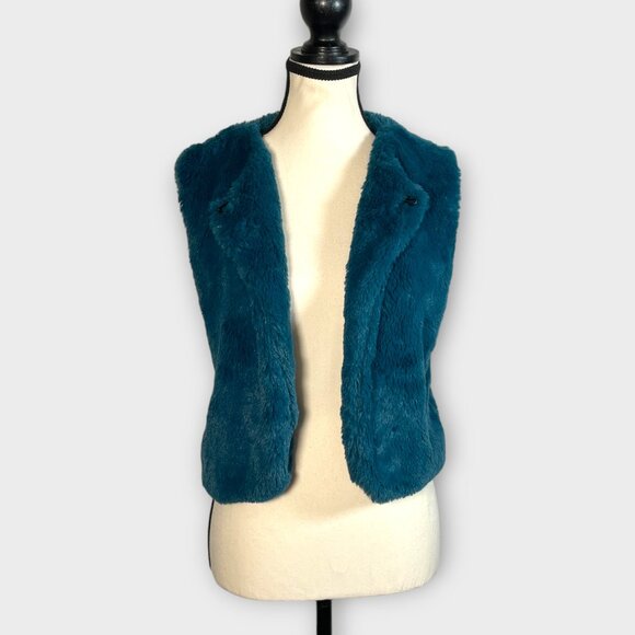 High End Elmas Phil Faux Fur Vest MEDIUM Teal Made in Italy EUC - Picture 4 of 11
